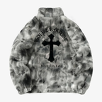 Fur Jacket Men Faux Lambswool Tie Dye Cross Streetwear