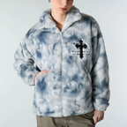 Fur Jacket Men Faux Lambswool Tie Dye Cross Streetwear
