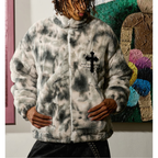 Fur Jacket Men Faux Lambswool Tie Dye Cross Streetwear