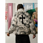 Fur Jacket Men Faux Lambswool Tie Dye Cross Streetwear