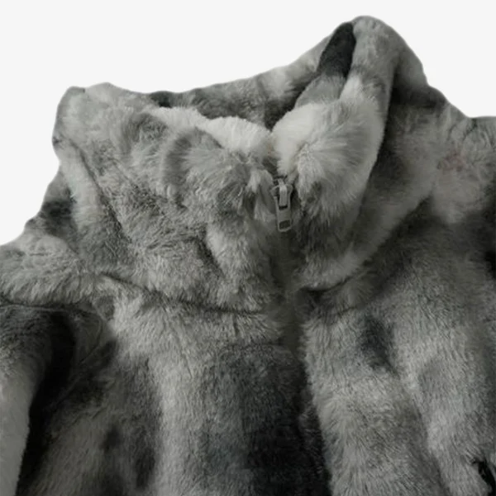 Fur Jacket Men Faux Lambswool Tie Dye Cross Streetwear