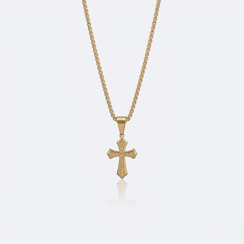 Gold Cross Hip Hop Pendant Necklace | Stainless Steel