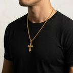 Gold Cross Hip Hop Pendant Necklace | Stainless Steel