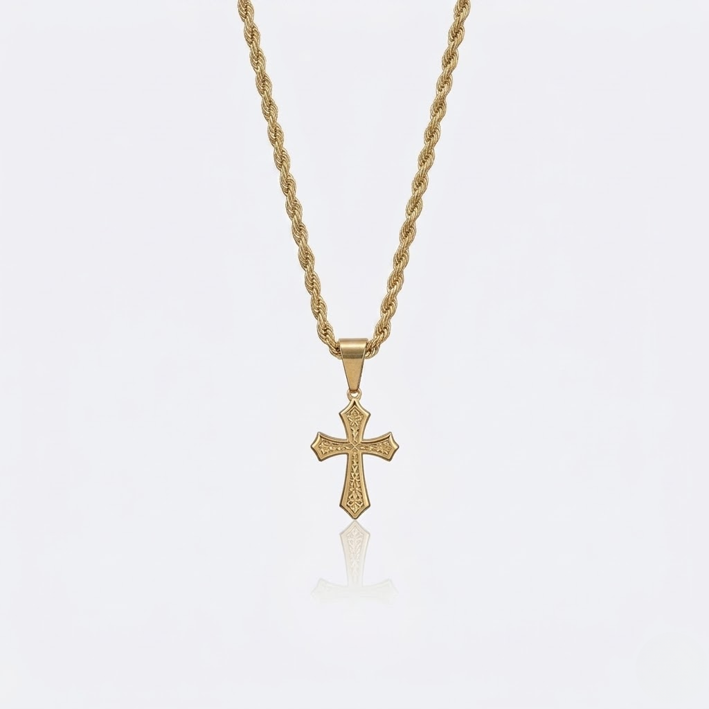 Gold Cross Hip Hop Pendant Necklace | Stainless Steel