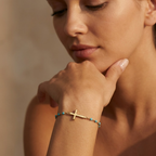 Golden Beaded Cross Bracelet