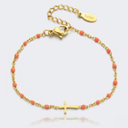Golden Beaded Cross Bracelet