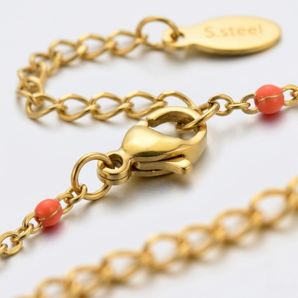 Golden Beaded Cross Bracelet