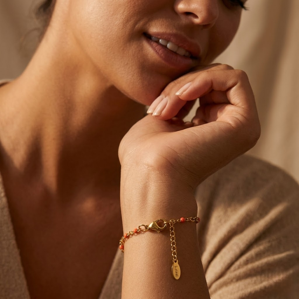 Golden Beaded Cross Bracelet