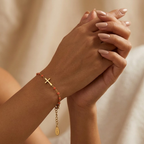 Golden Beaded Cross Bracelet