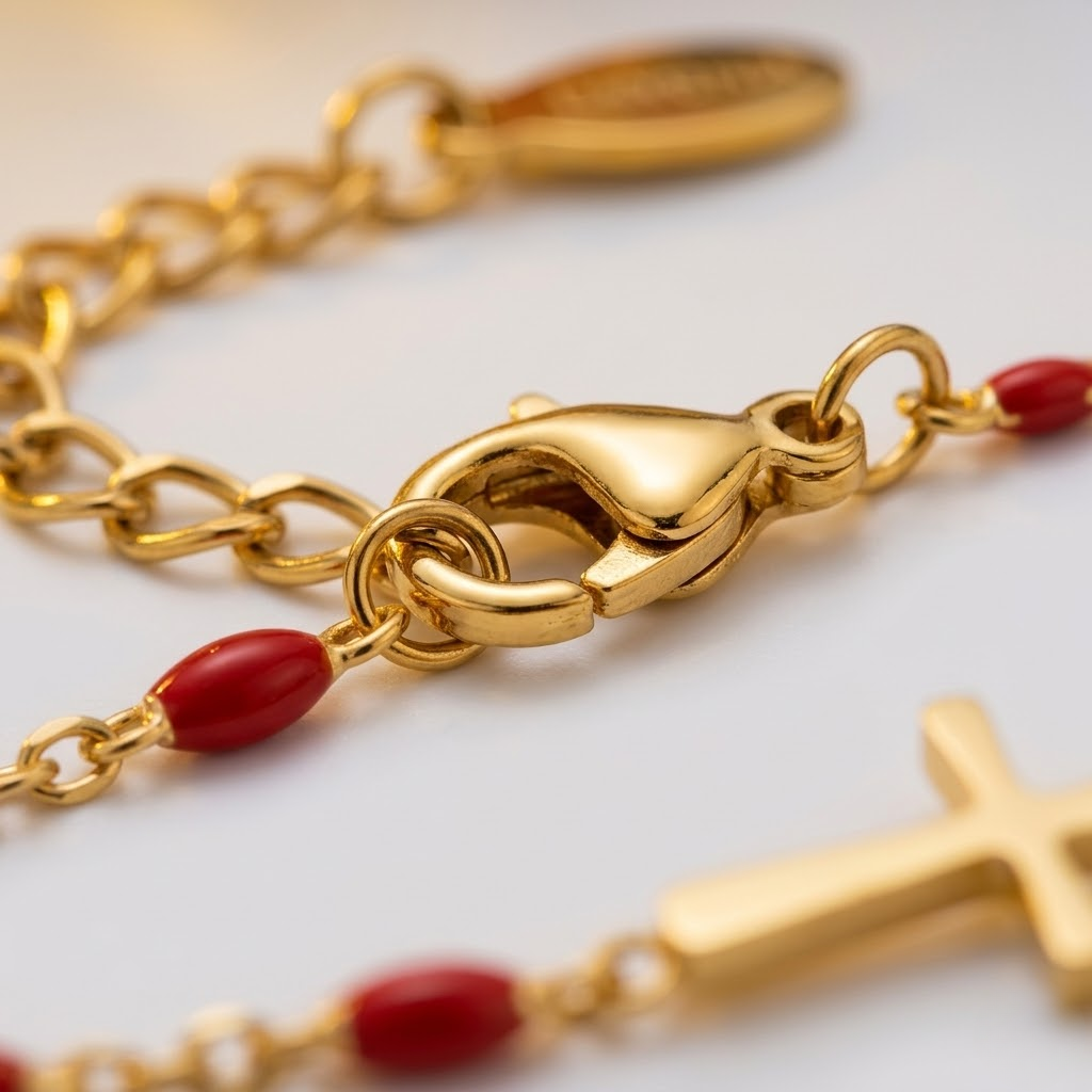 Golden Beaded Cross Bracelet