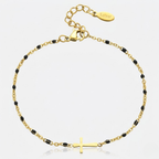 Golden Beaded Cross Bracelet