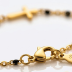 Golden Beaded Cross Bracelet
