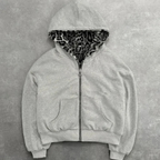 Grey Reversible Zipper Hoodie - Leopard Print Women