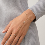Hand Chain Bracelet Women Crystal Leaf Cubic Zirconia Boho