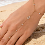 Hand Chain Bracelet Women Crystal Leaf Cubic Zirconia Boho
