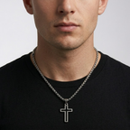 Hollow Cross Necklace with Box Chain | Waterproof Stainless Steel Cross Pendant