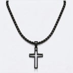 Hollow Cross Necklace with Box Chain | Waterproof Stainless Steel Cross Pendant