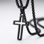 Hollow Cross Necklace with Box Chain | Waterproof Stainless Steel Cross Pendant