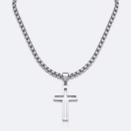 Hollow Cross Necklace with Box Chain | Waterproof Stainless Steel Cross Pendant