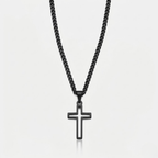 Hollow Cross Necklace with Cuban Chain | Waterproof Stainless Steel Cross Pendant