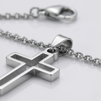Hollow Cross Necklace with O Chain | Waterproof Stainless Steel Cross Pendant