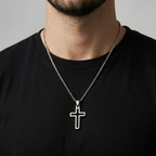 Hollow Cross Necklace with O Chain | Waterproof Stainless Steel Cross Pendant
