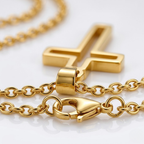 Hollow Cross Necklace with O Chain | Waterproof Stainless Steel Cross Pendant
