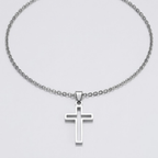 Hollow Cross Necklace with O Chain | Waterproof Stainless Steel Cross Pendant
