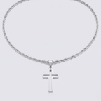 Hollow Cross Necklace with Rope Chain | Waterproof Stainless Steel Cross Pendant