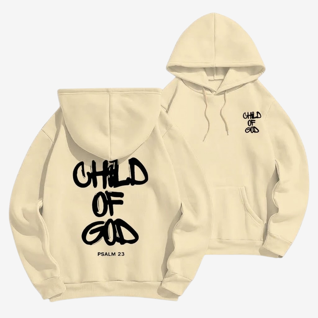 Hoodie Unisex | Faith Graffiti Child of God-Tithesource-Beige-S-