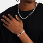 Iced Clover Chain Bracelet Set Silver Black