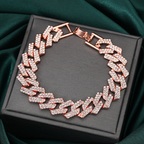 Iced Cuban Bracelet Rose Gold Round Cut CZ