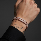 Iced Cuban Bracelet Rose Gold Round Cut CZ