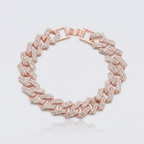 Iced Cuban Bracelet Rose Gold Round Cut CZ