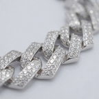 Iced Cuban Bracelet Silver Round Cut CZ