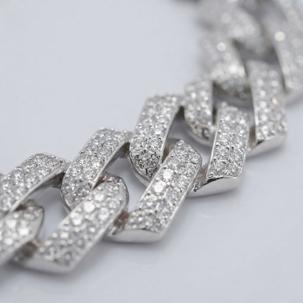 Iced Cuban Bracelet Silver Round Cut CZ