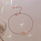 Infinity Bracelet Women Rose Gold Interlocking Circles Cubic Zirconia Dainty