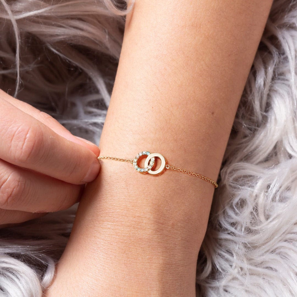 Infinity Bracelet Women Rose Gold Interlocking Circles Cubic Zirconia Dainty