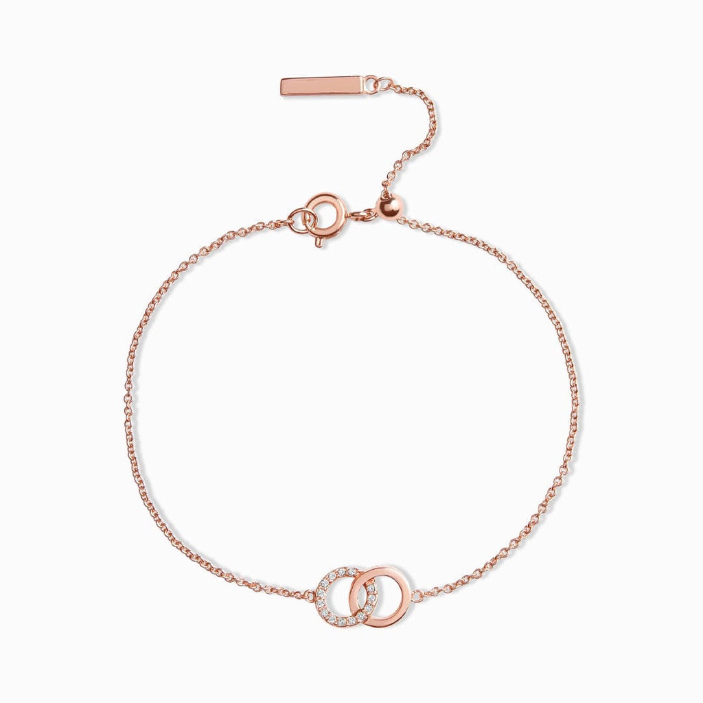 Infinity Bracelet Women Rose Gold Interlocking Circles Cubic Zirconia Dainty