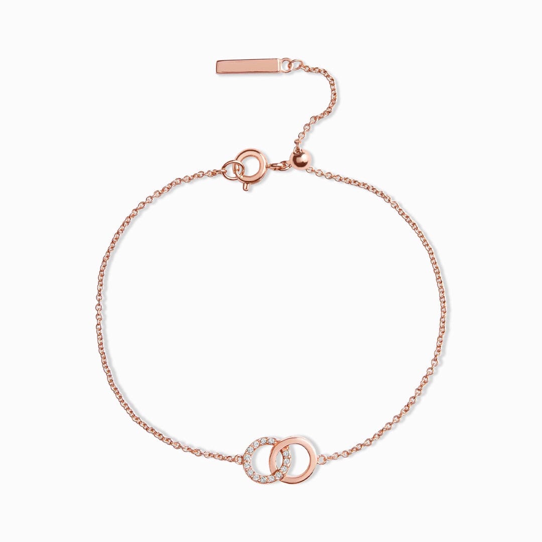 Infinity Bracelet Women Rose Gold Interlocking Circles Cubic Zirconia Dainty