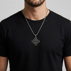 Jerusalem Crusader Cross Pendant Necklace | Christian Faith Stainless Steel Box Chain Men-Tithesource-