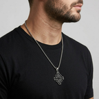 Jerusalem Crusader Cross Pendant Necklace | Christian Faith Stainless Steel Box Chain Men-Tithesource-