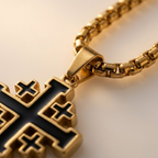 Jerusalem Crusader Cross Pendant Necklace | Christian Faith Stainless Steel Box Chain Men-Tithesource-