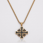 Jerusalem Crusader Cross Pendant Necklace | Christian Faith Stainless Steel Box Chain Men-Tithesource-Gold-