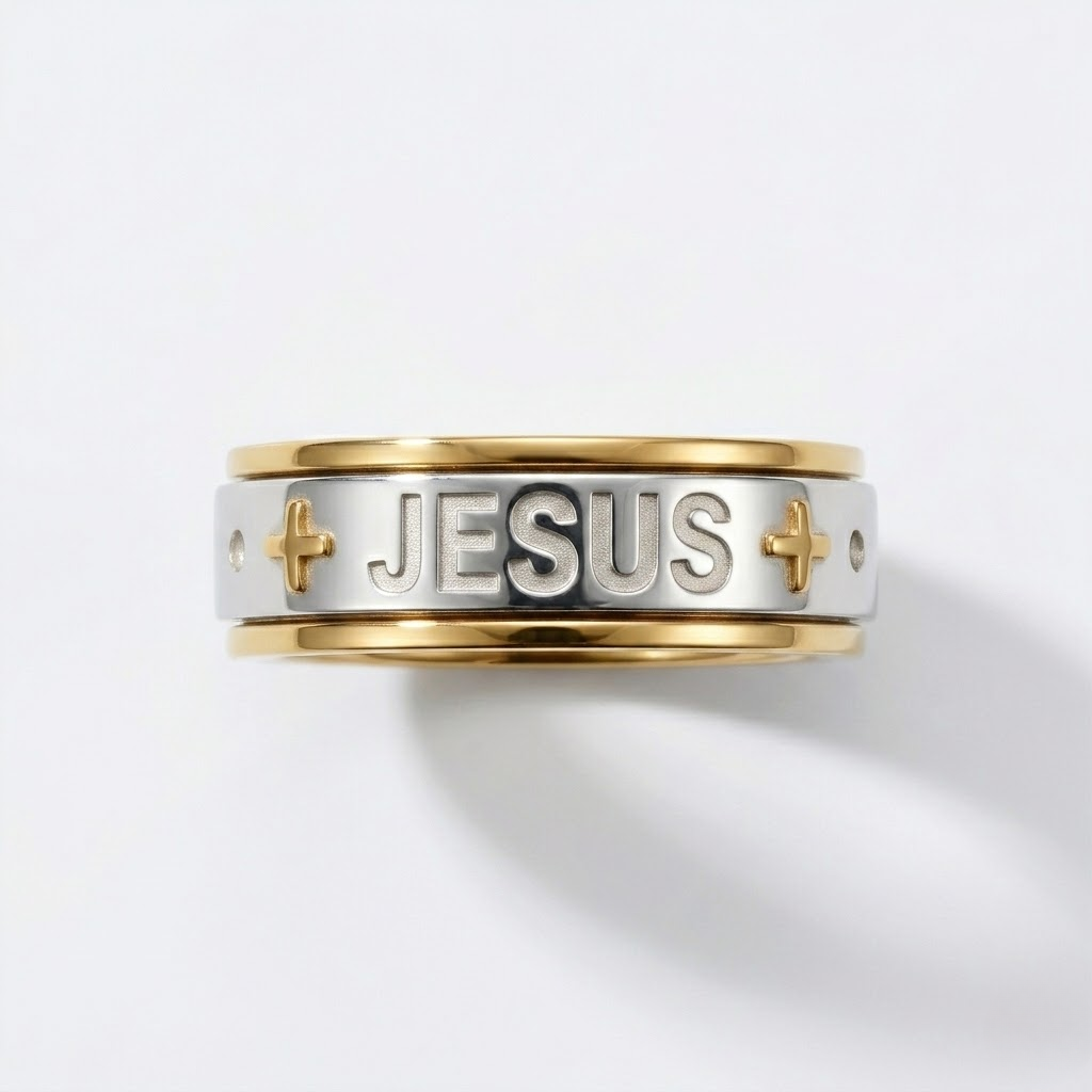 Jesus Cross Engraved Ring | Wedding Band Style