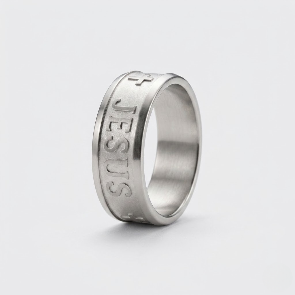 Jesus Cross Engraved Ring | Wedding Band Style
