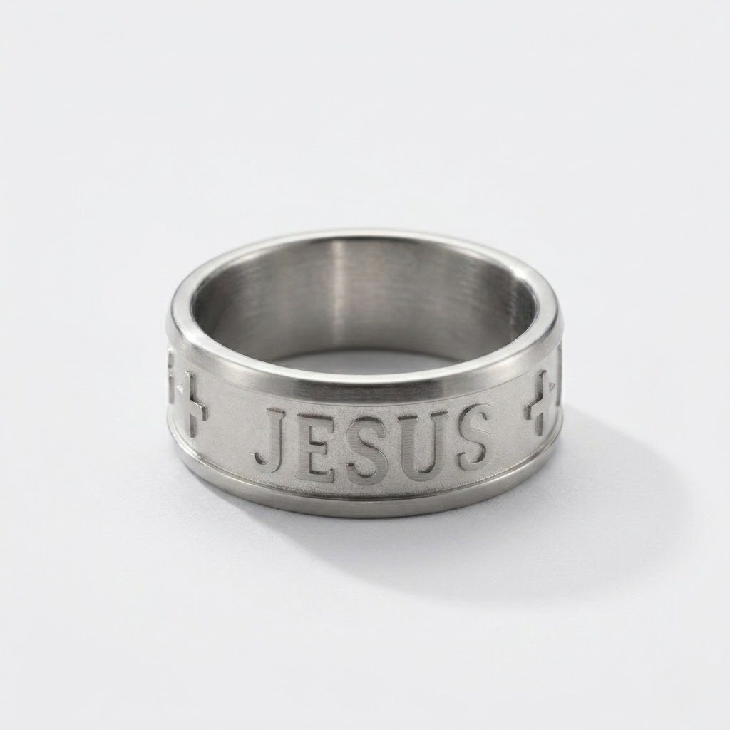 Jesus Cross Engraved Ring | Wedding Band Style