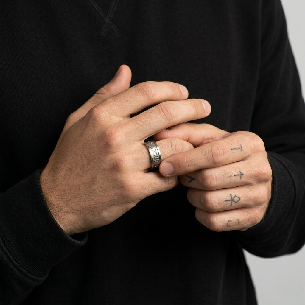 Jesus Cross Engraved Ring | Wedding Band Style