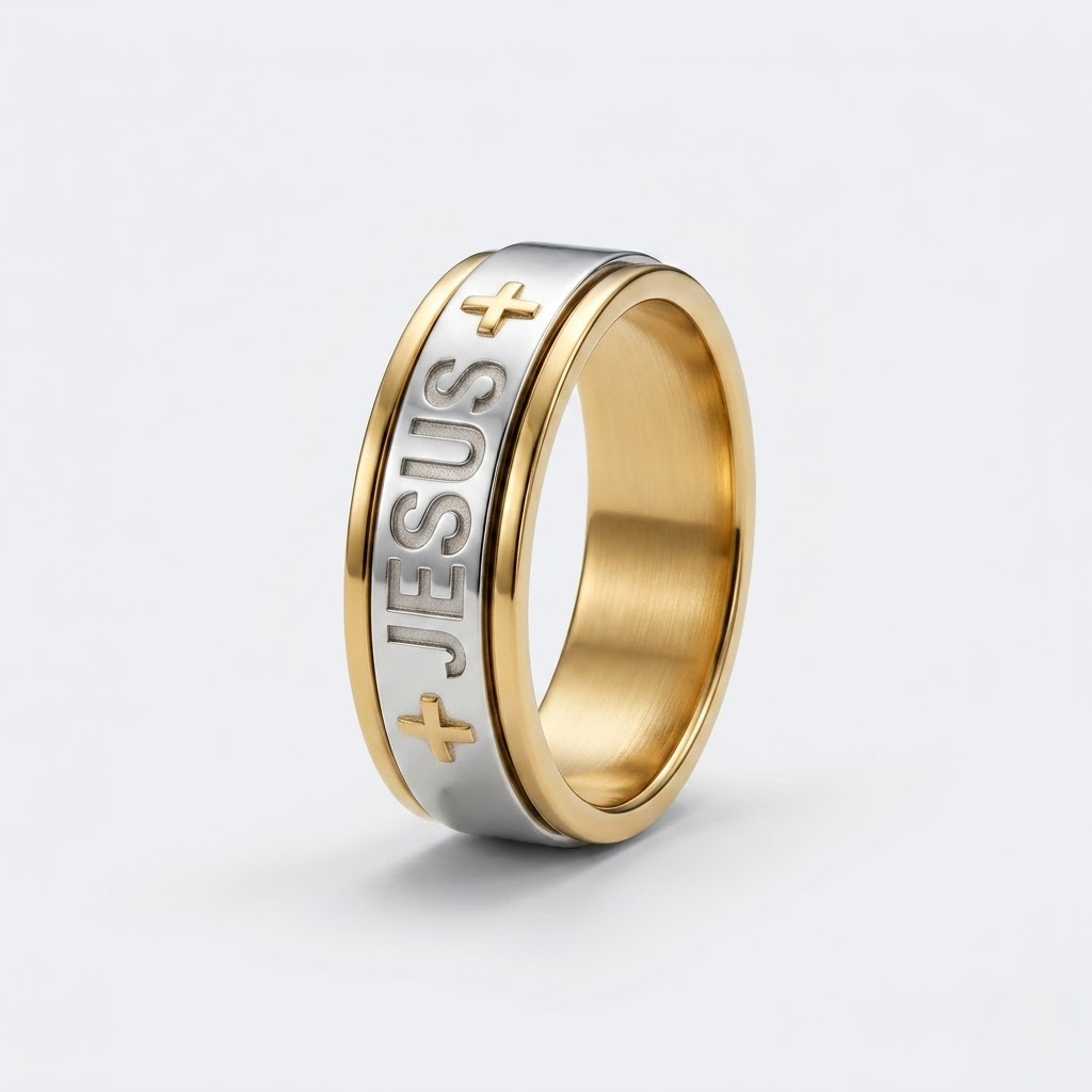 Jesus Cross Engraved Ring | Wedding Band Style