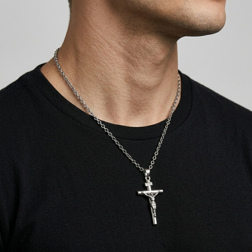 Jesus Cross Pendant Necklace | Choker Chain Style